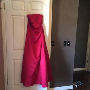 Red Strapless Bridesmaid Dress